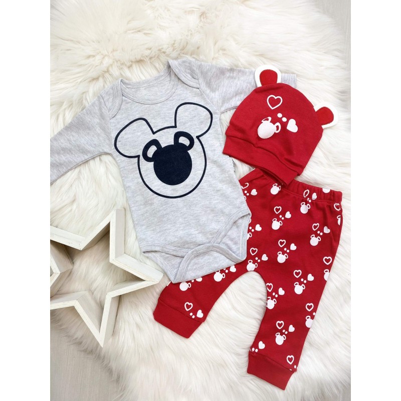 3d. komplektukas "Miki Mouse" Red/Grey