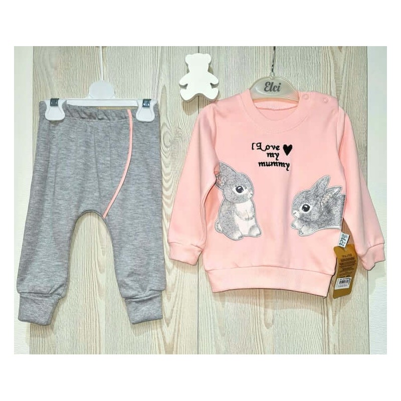 2d. Komplektukas " Bunny" Grey/Pink