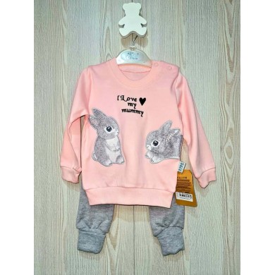 2d. Komplektukas " Bunny" Grey/Pink