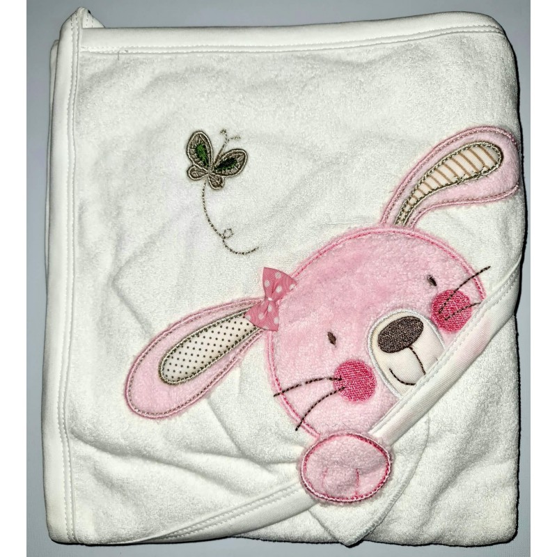 Rankšluostis su gobtuvu "Rabbit" Pink 90x80cm