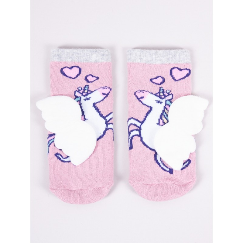 Šiltos kojinės su guminiu padu "Unicorn" pink