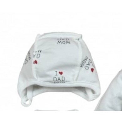 Pašiltinta kepuraitė išvirkščiomis siūlėmis I Love DAD&MOM