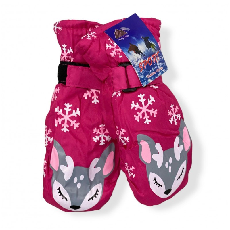 Žieminės neperšlampančios pirštinės SNOWY dark pink