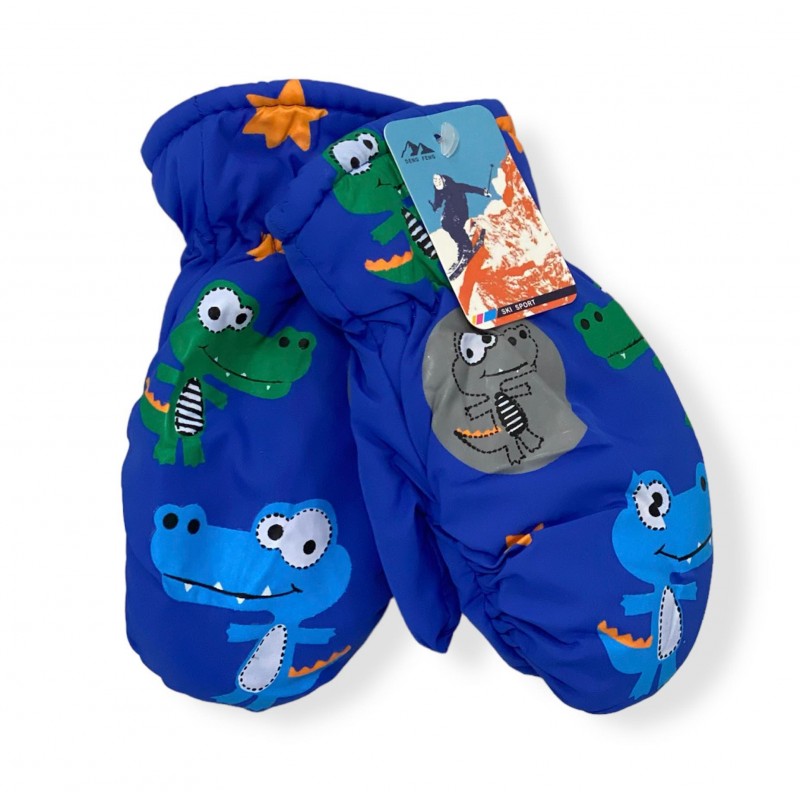 Žieminės neperšlampančios pirštinės CROCO blue