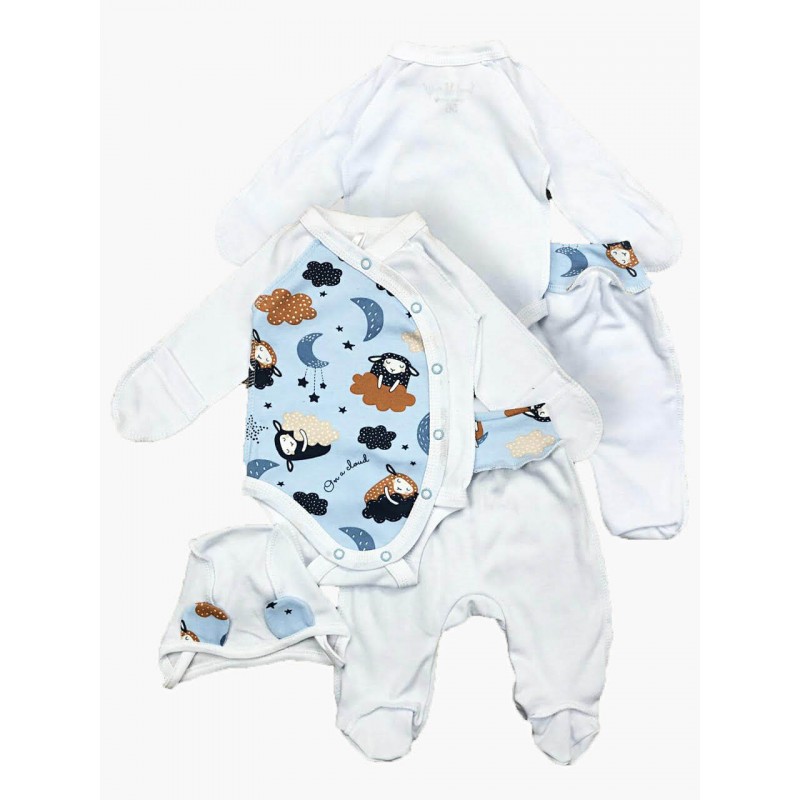 Naujagimio kraitelis išvirkščiomis siūlėmis ON A CLOUD/ baby blue