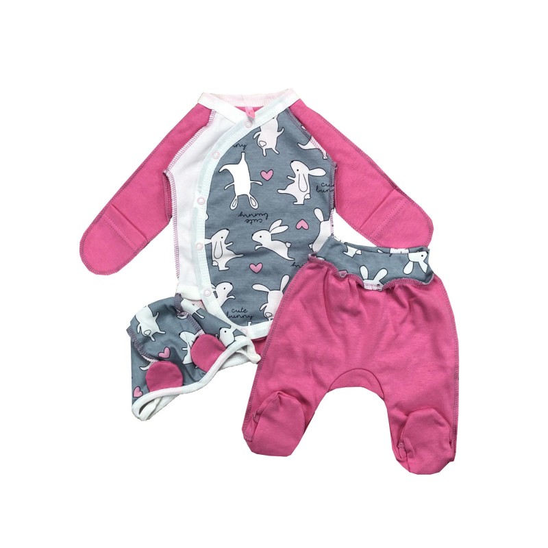 Naujagimio kraitelis išvirkščiomis siūlėmis CUTE BUNNY /pink
