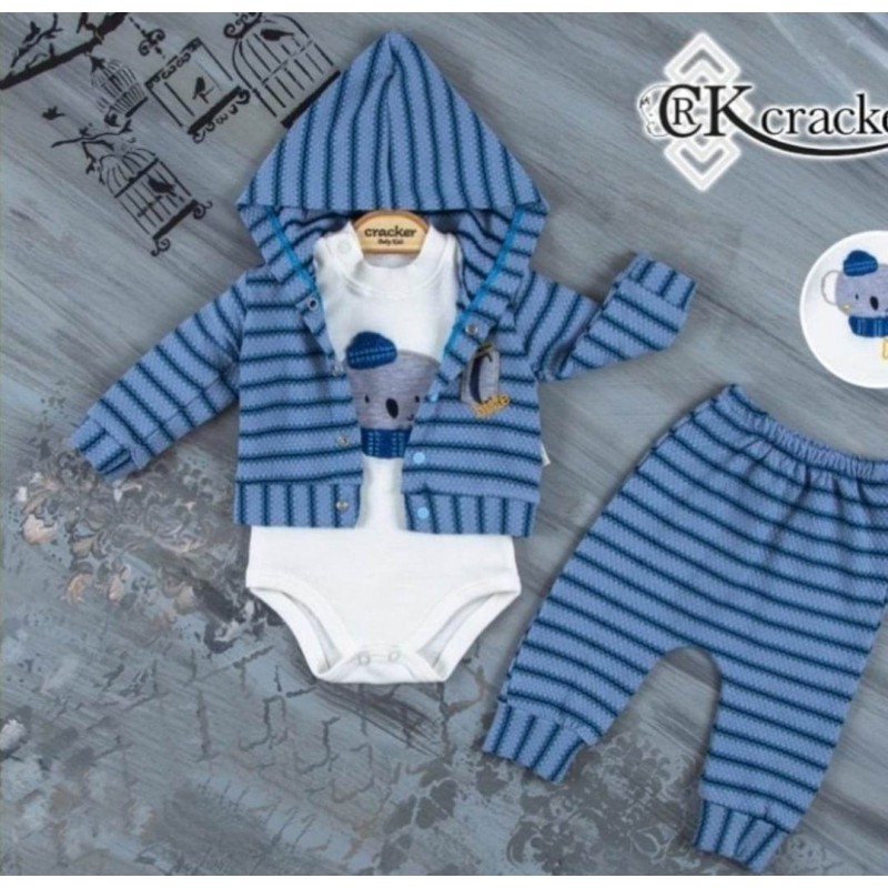 3 d. komplektukas  BEAR and STRIPES