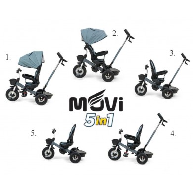 Triratukas MOVI 5 in 1/ Black su pripučiamais ratais.