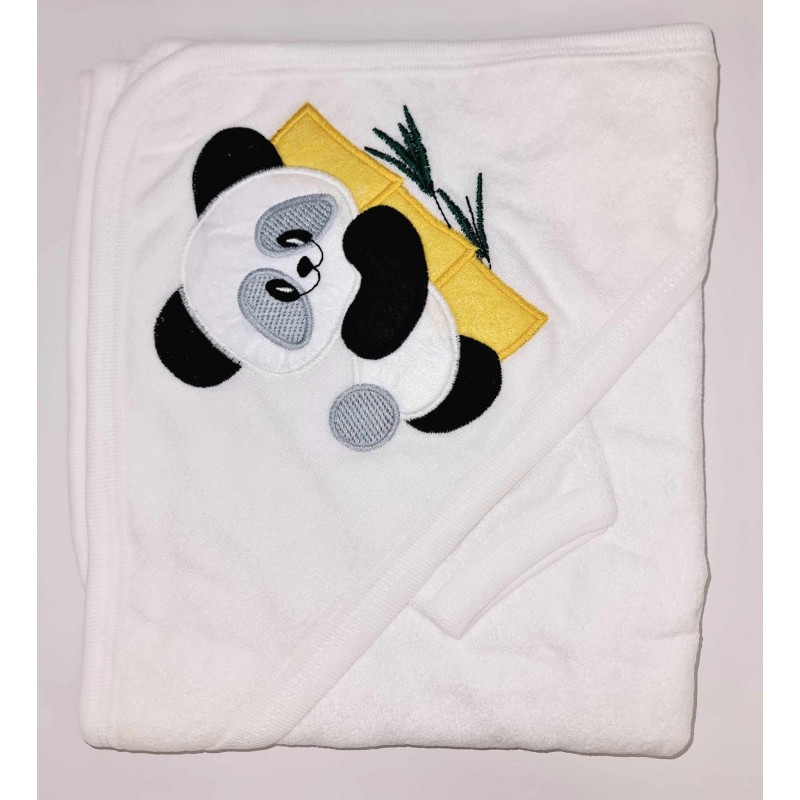 Rankšluostis su gobtuvu "Panda" yellow 90x80cm