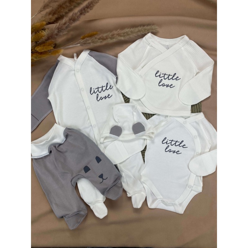 5 dalių naujagimio kraitelė išvirkščiomis siūlėmis LITTLE LOVE