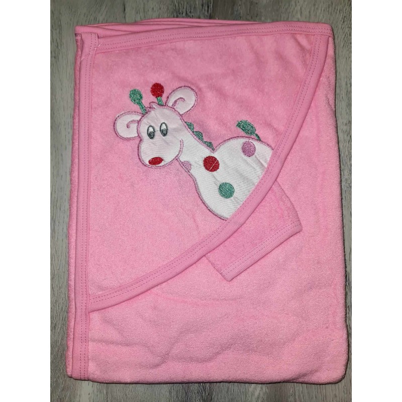 Rankšluostis su gobtuvu GIRAFFE/ pink 90x80cm