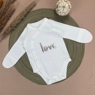 Bodžiukas išvirkščiomis siūlėmis LOVE/white