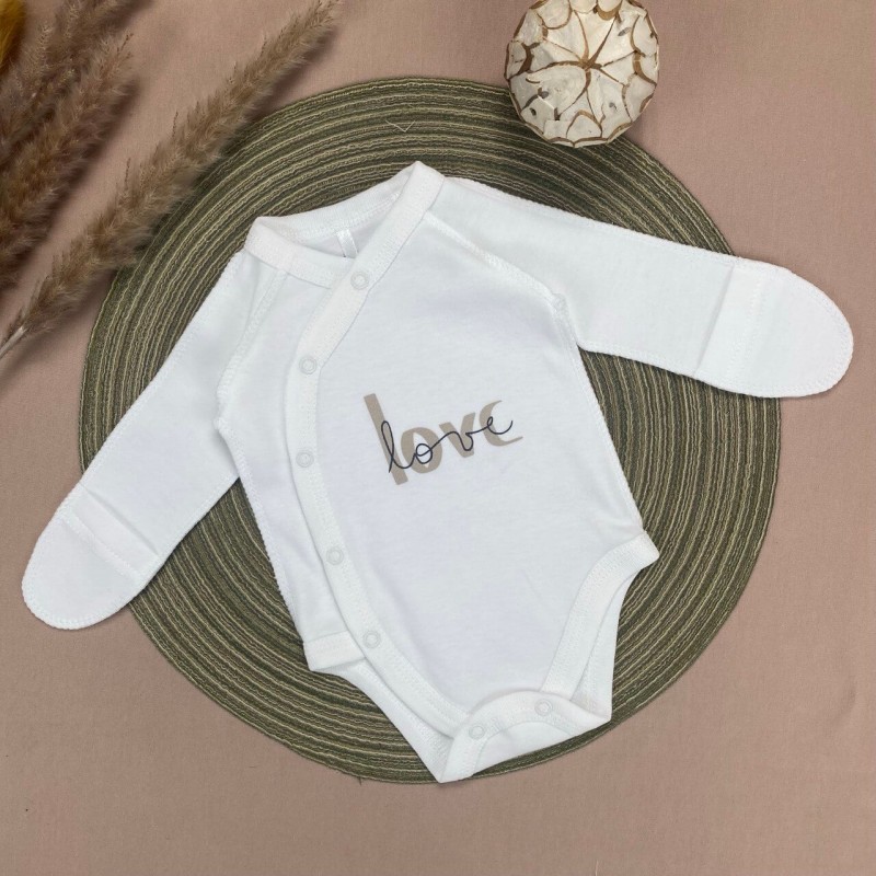 Bodžiukas išvirkščiomis siūlėmis LOVE/white