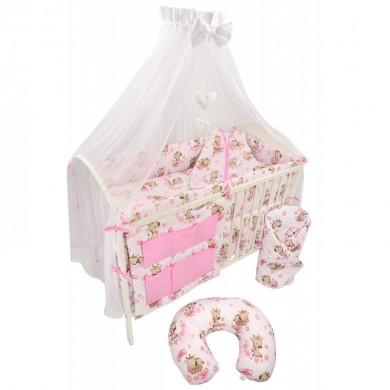 ANKRAS 6 dalių patalynės komplektas GIRAFFE&BUBBLES pink