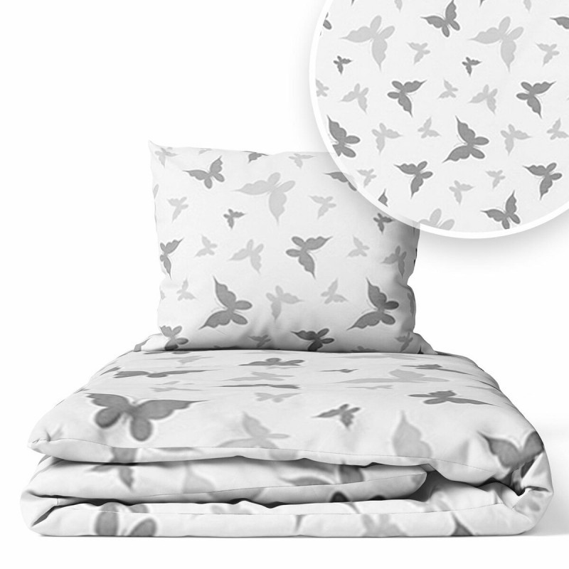 120cm užvalkalai antklodei ir pagalvei BUTTERFLY grey