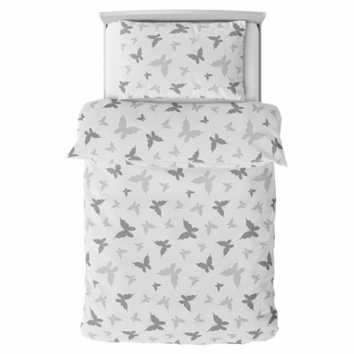 120cm užvalkalai antklodei ir pagalvei BUTTERFLY grey