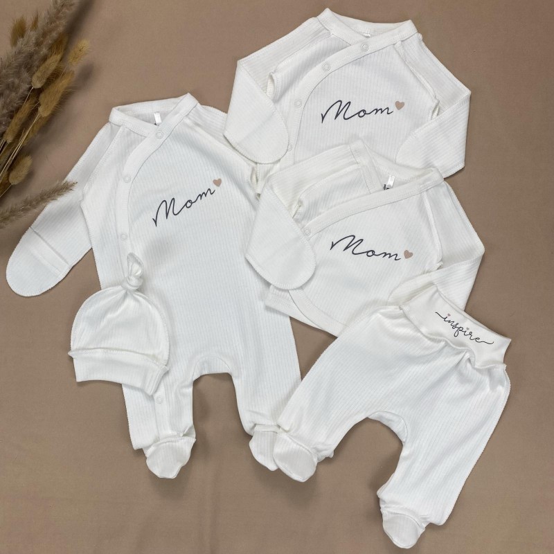Naujagimio kraitelė išvirkščiomis siūlėmis MOM'S LOVE 5 dalių