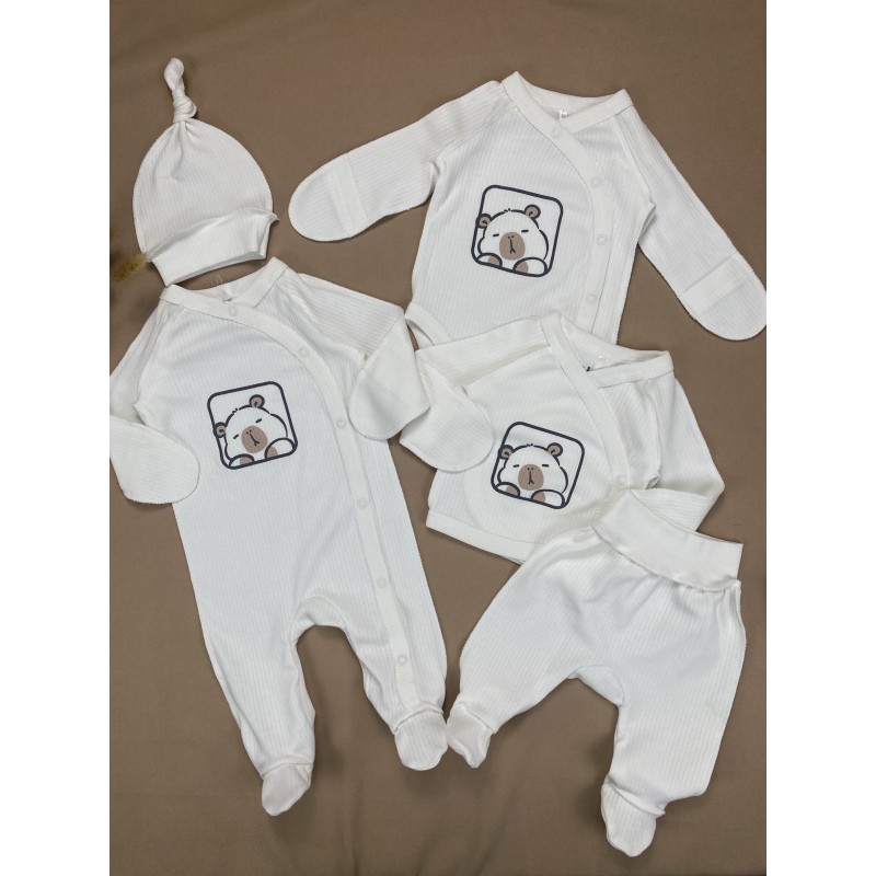 Naujagimio kraitelė išvirkščiomis siūlėmis TEDDY BEAR  5 dalių