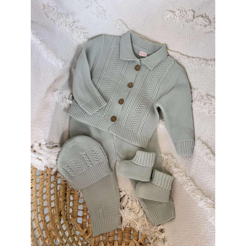 Šiltas megztas komplektukas Soft&Elegant dusty green