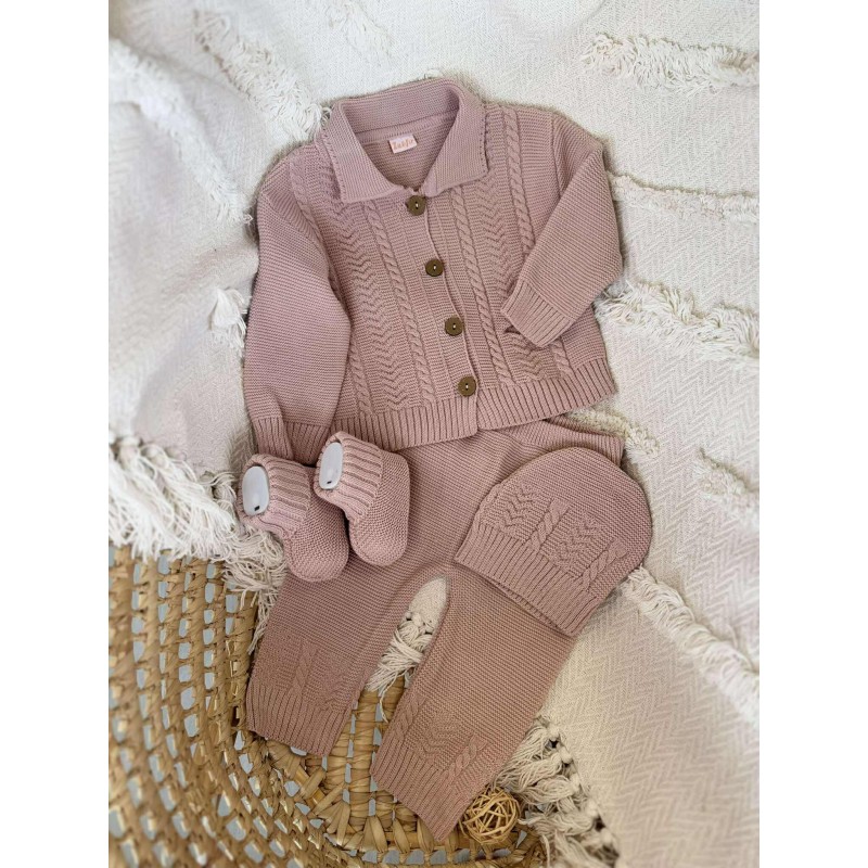 Šiltas megztas komplektukas Soft&Elegant dusty pink