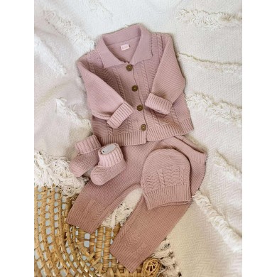 Šiltas megztas komplektukas Soft&Elegant dusty pink