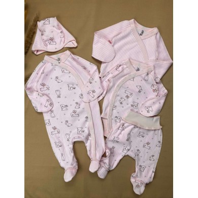 Naujagimio kraitelė PINK RABBIT /išvirkščiomis siūlėmis