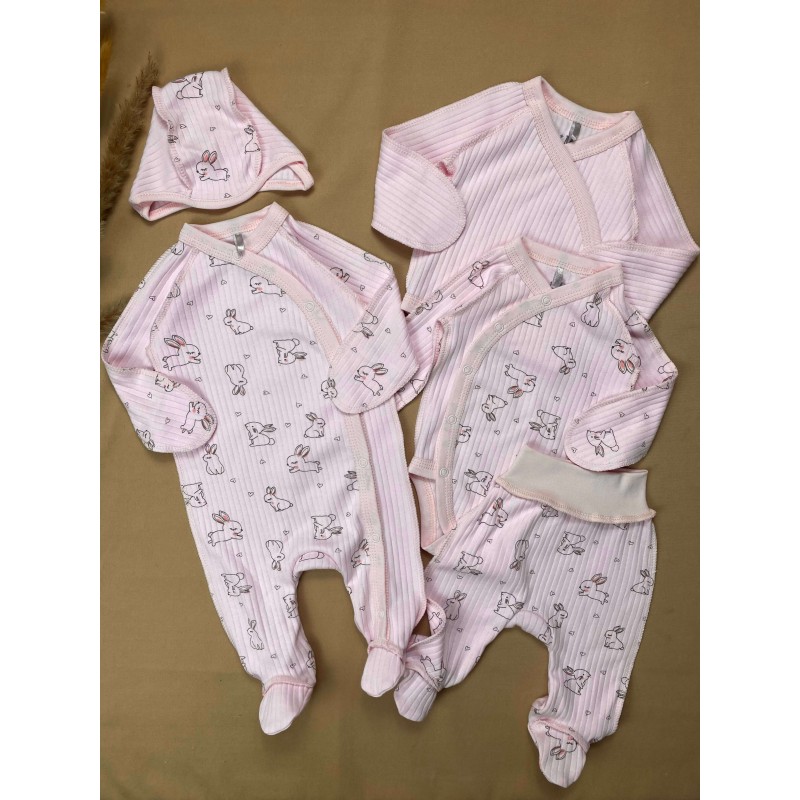Naujagimio kraitelė PINK RABBIT /išvirkščiomis siūlėmis
