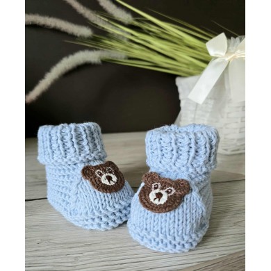 Merino vilnos rankų darbo tapukai BEAR baby blue