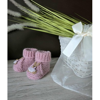 Merino vilnos rankų darbo tapukai RABBIT/dusty pink