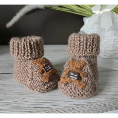 Alpakų vilnos rankų darbo tapukai BEAR / brown