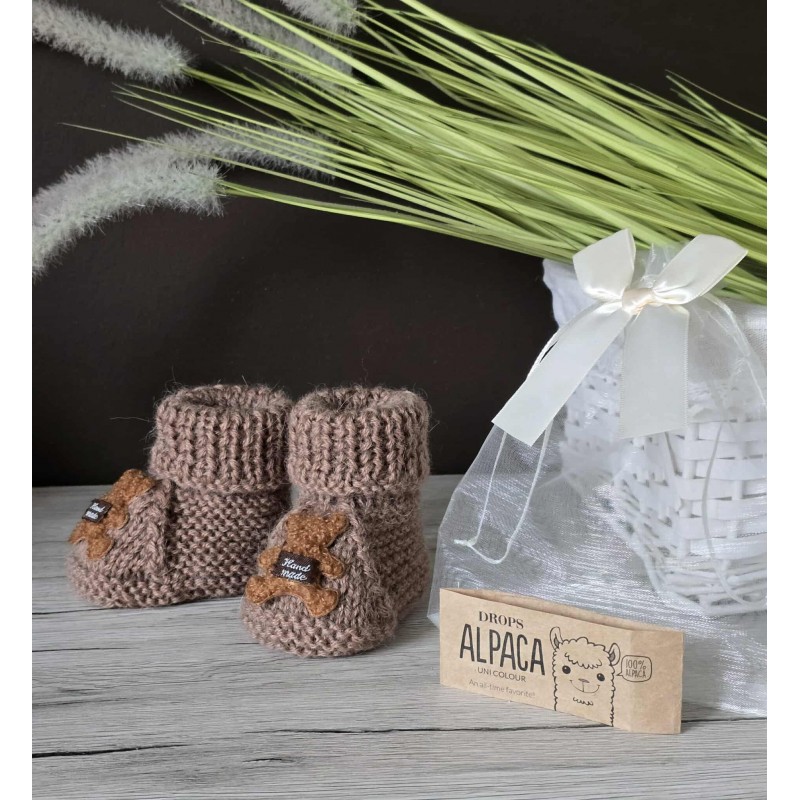 Alpakų vilnos rankų darbo tapukai BEAR / brown