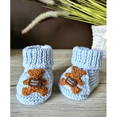 Merino vilnos rankų darbo tapukai TEDDY /baby blue