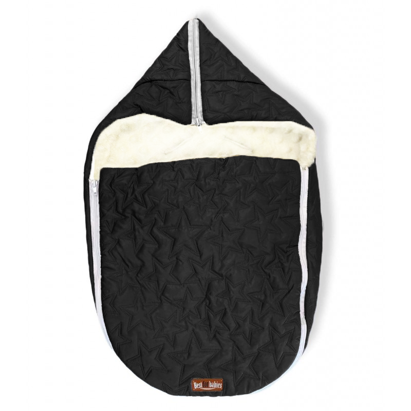 Vokelis į autokėdutę BEST FOR BABIES STARS black