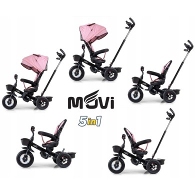 Triratukas MOVI 5 in 1/ light pink su pripučiamais ratais