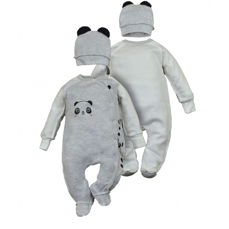 Šliaužtinukas su išvirkščiomis siūlytėmis ir kepuryte PANDA