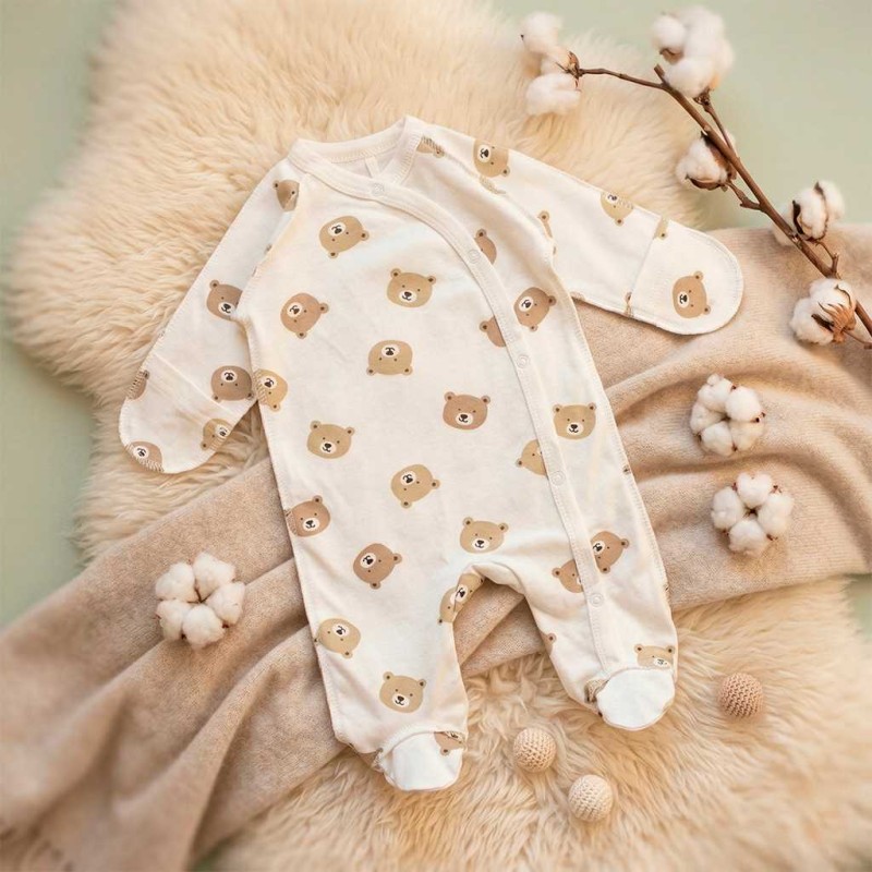 Šiltas šliaužtinukas su išvirkščiomis siūlytėmis SMALL BEAR/ beige