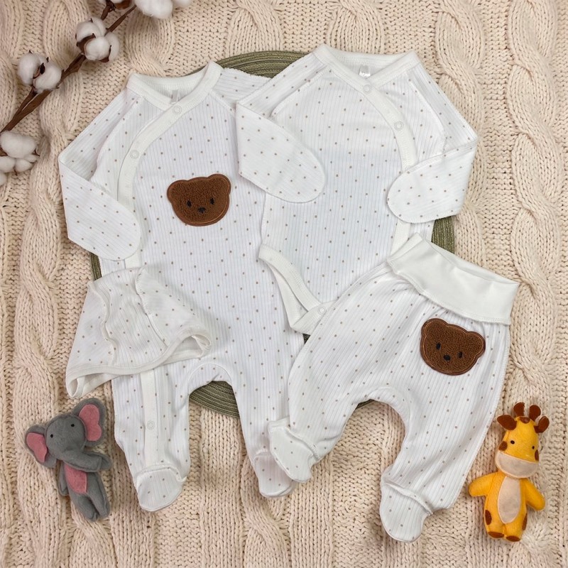 4 dalių kraitelė išvirkščiomis siūlėmis TEDDY BEAR brown