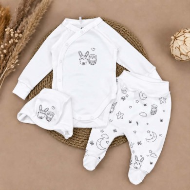 Naujagimio kraitelis išvirkščiomis siūlėmis OWL & RABBIT