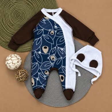 Šliaužtinukai išvirkščiom siūlytėm TEDDY Brown/Navy