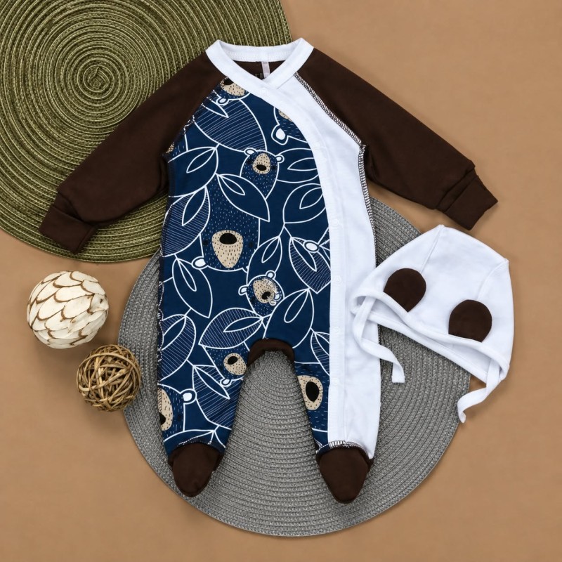 Šliaužtinukai išvirkščiom siūlytėm TEDDY Brown/Navy