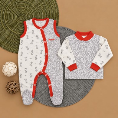 Naujagimio komplektukas GIRAFFE grey- white